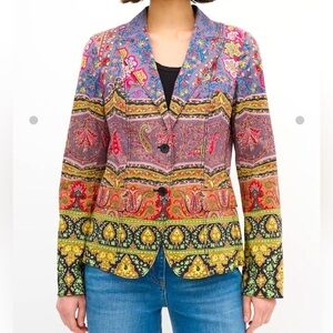 Etro Multicolor  Cotton Printed Blazer jacket 
IT 38  small print  pattern